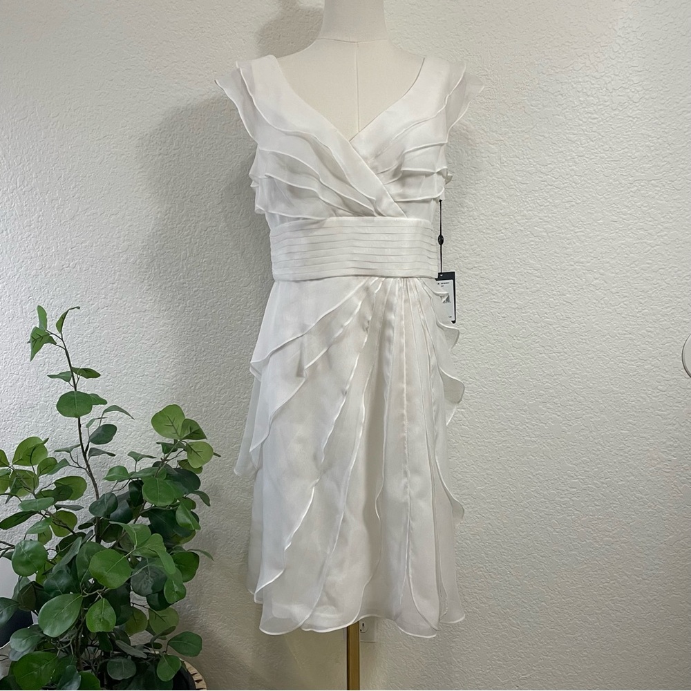 Adrianna Papell Tiered Ruffle Chiffon Dress NWT